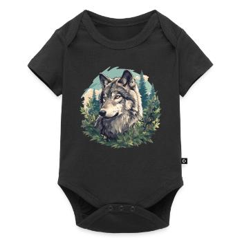 Wölfe Wolf - Baby Premium Kurzarmbody - Schwarz - Vorne