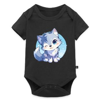 Wölfe Wolf - Baby Premium Kurzarmbody - Schwarz - Vorne