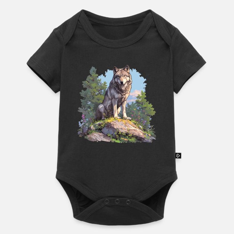 Wölfe Wolf - Baby Premium Kurzarmbody - Schwarz