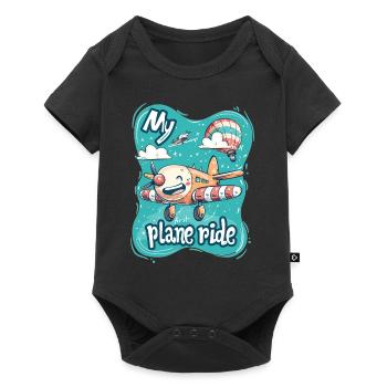Meine Erste Flugreise Erstes Mal Fliegen - Baby Premium Kurzarmbody - Schwarz - Vorne