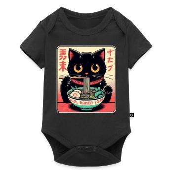 Chat Ramen Nouilles Anime Japonais Chat Chaton - Body à manches courtes Premium Bébé - noir - Devant