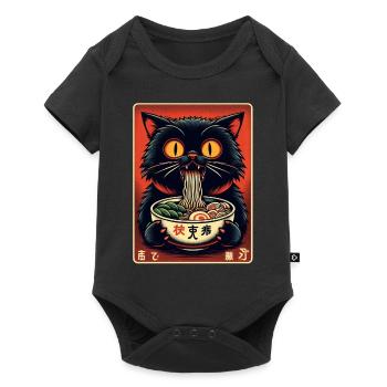Chat Ramen Nouilles Anime Japonais Chat Chaton - Body à manches courtes Premium Bébé - noir - Devant