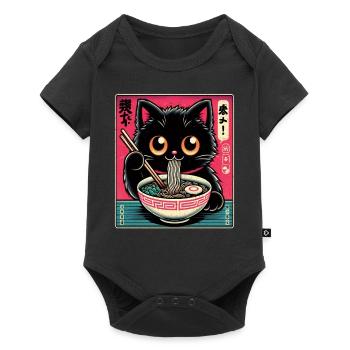 Chat Ramen Nouilles Anime Japonais Chat Chaton - Body à manches courtes Premium Bébé - noir - Devant
