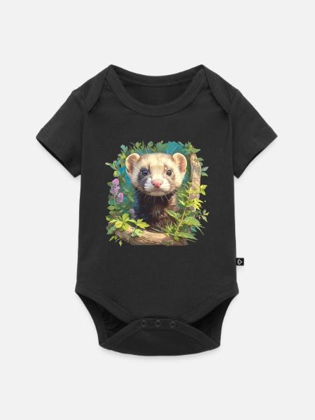 Ferret Frettchen - Baby Premium Kurzarmbody - Schwarz