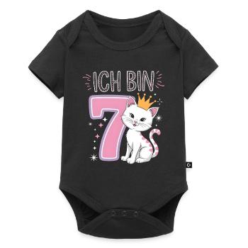 7e anniversaire chat chaton fête d’anniversaire des enfants - Body à manches courtes Premium Bébé - noir - Devant