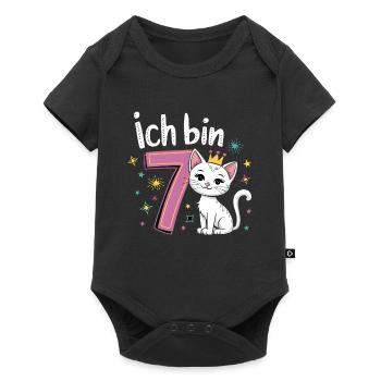 7e anniversaire chat chaton fête d’anniversaire des enfants - Body à manches courtes Premium Bébé - noir - Devant