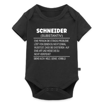Wörterbuch Erklärung SCHNEIDER Held, Genie Vorbild - Baby Premium Kurzarmbody - Schwarz - Vorne