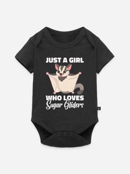 Flughörnchen Suger Glider Kurzkopfgleitbeutler - Baby Premium Kurzarmbody - Schwarz