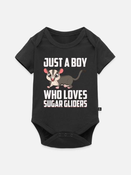 Flughörnchen Suger Glider Kurzkopfgleitbeutler - Baby Premium Kurzarmbody - Schwarz