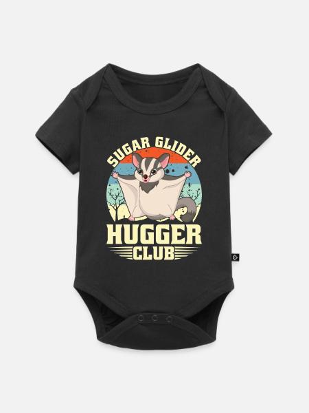 Flughörnchen Suger Glider Kurzkopfgleitbeutler - Baby Premium Kurzarmbody - Schwarz