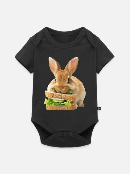 Kaninchen - Baby Premium Kurzarmbody - Schwarz