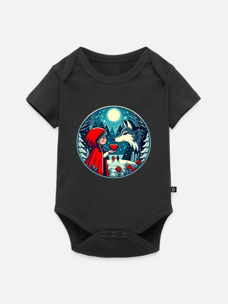 Märchen Rotkäppchen Wolf Kinder Niedlich Fantasie - Baby Premium Kurzarmbody - Schwarz