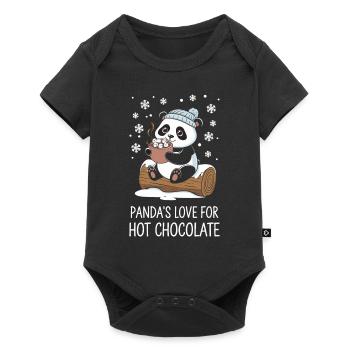 Panda's love for hot chocolate in winter - Baby Premium short-sleeve bodysuit - black - Front