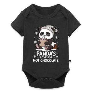 Panda's love for hot chocolate - Baby Premium short-sleeve bodysuit - black - Front