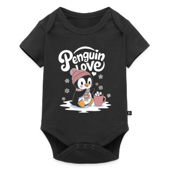 Amour pingouin au chocolat chaud - Body à manches courtes Premium Bébé - noir - Devant