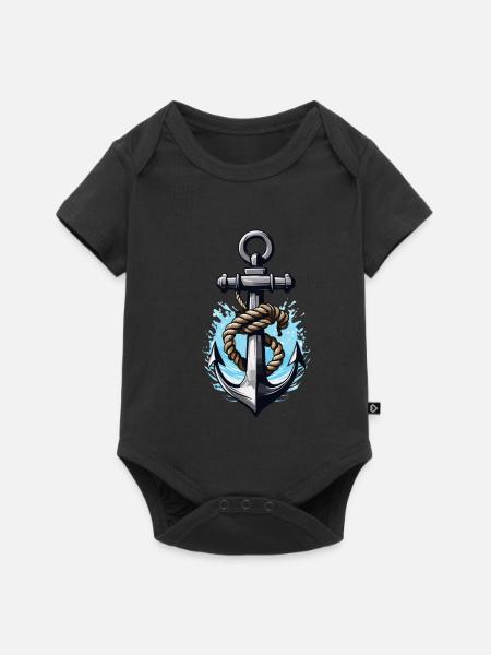 Ästhetisches Anker Design - Baby Premium Kurzarmbody - Schwarz