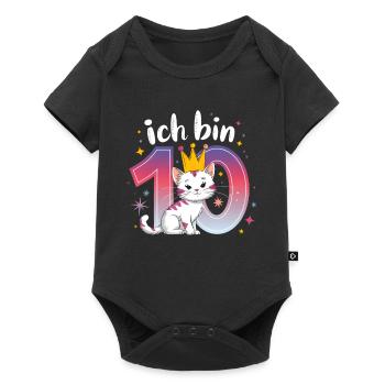 10e anniversaire Chat Chaton Anniversaire des enfants - Body à manches courtes Premium Bébé - noir - Devant