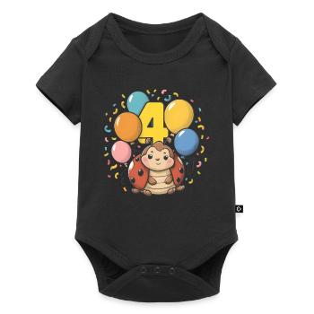 4th Birthday Ladybug Children's Birthday Party - Baby Premium short-sleeve bodysuit - black - Front