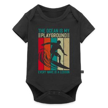 L’océan est mon terrain de jeu ; Chaque vague est une leçon - Body à manches courtes Premium Bébé - noir - Devant