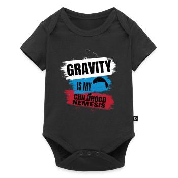 La gravité est mon ennemi juré d’enfance – Le plaisir du parapente - Body à manches courtes Premium Bébé - noir - Devant