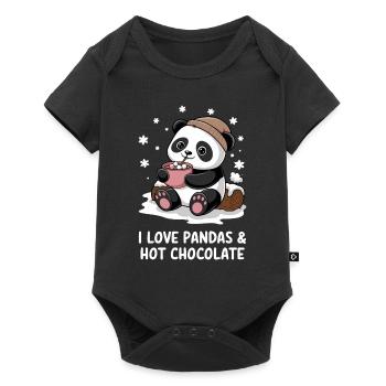 I love pandas and hot chocolate cute - Baby Premium short-sleeve bodysuit - black - Front