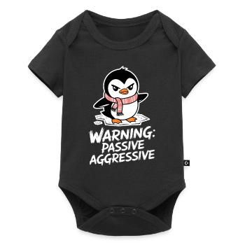 Warning: Passive Aggressive Penguin Comic Motif - Baby Premium short-sleeve bodysuit - black - Front