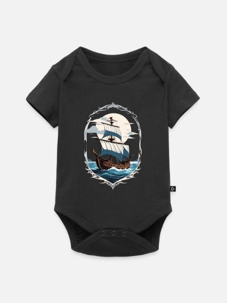 Abenteuerliches Segelschiff Motiv - Baby Premium Kurzarmbody - Schwarz