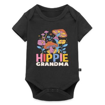 Hippie Mamie Fleurs et Champignons Rétro - Body à manches courtes Premium Bébé - noir - Devant