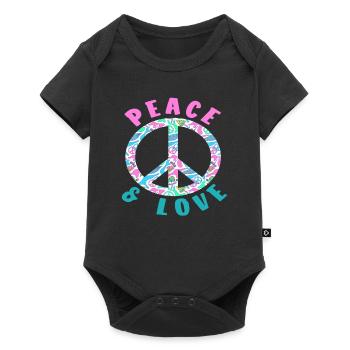 Peace & Love Symbole coloré de la paix - Body à manches courtes Premium Bébé - noir - Devant