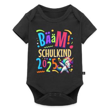 Bääm Schulkind 2025 Einhorn - Baby Premium Kurzarmbody - Schwarz - Vorne