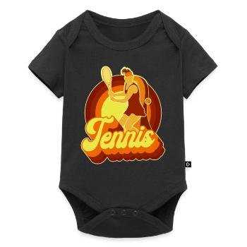 Funny Tennis Player Racket Retro - Baby Premium short-sleeve bodysuit - black - Front