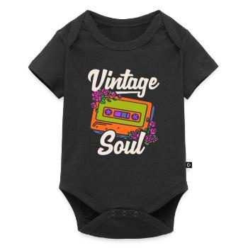 Vintage Hippie Cassette 70's Soul Floral Hippie - Body à manches courtes Premium Bébé - noir - Devant