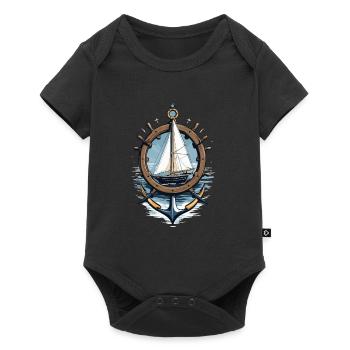 Captain Steering Wheel Anchor Sailboat Adventure - Baby Premium short-sleeve bodysuit - black - Front