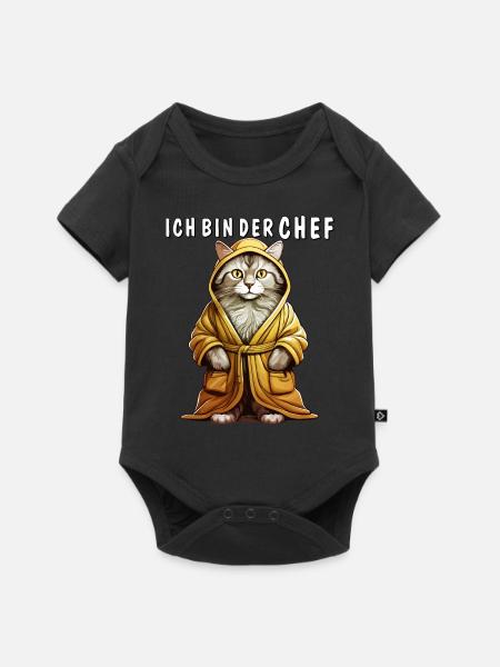 KATZE BADEMANTEL ICH BIN DER CHEF - Baby Premium Kurzarmbody - Schwarz
