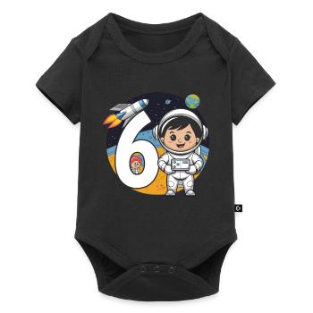 6e anniversaire astronaute aventure spatiale pour les garçons - Body à manches courtes Premium Bébé - noir - Devant