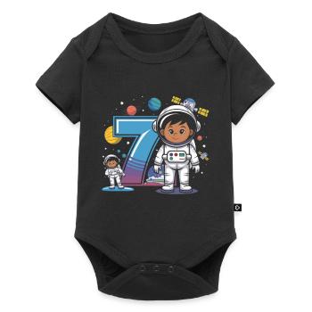 7e anniversaire Astronaute Aventure spatiale pour les garçons - Body à manches courtes Premium Bébé - noir - Devant