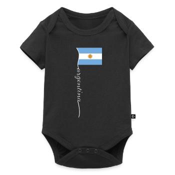 Argentinien Geschenk Argentina Argentine Flagge - Baby Premium Kurzarmbody - Schwarz - Vorne
