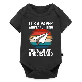 Avion en papier disant blague Avion en papier cadeau - Body à manches courtes Premium Bébé - noir - Devant