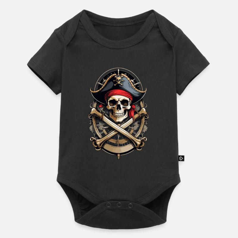 Drapeaux de pirate crâne Jolly Roger costume de pirate - Body à manches courtes Premium Bébé - noir