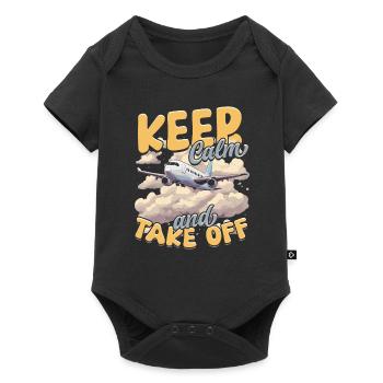 Premier vol Vol en avion Restez calme et décollez - Body à manches courtes Premium Bébé - noir - Devant