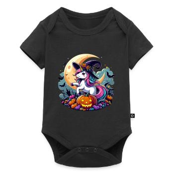 Halloween Unicorn Witch Witch Hat Pumpkins Kids - Baby Premium short-sleeve bodysuit - black - Front
