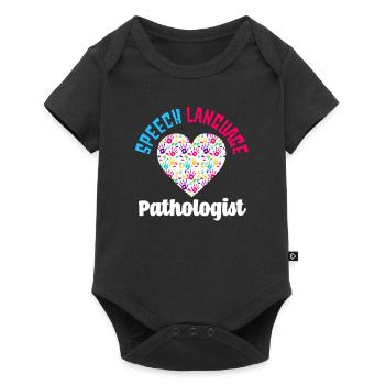 Speech Language Pathologist Herz Handabdrücke - Baby Premium Kurzarmbody - Schwarz - Vorne