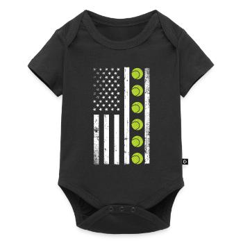 Raquette de joueur de tennis drôle - Body à manches courtes Premium Bébé - noir - Devant