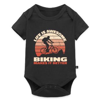La vie est géniale – Le vélo la rend meilleure - Body à manches courtes Premium Bébé - noir - Devant