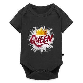 Reine avec diadème - Body à manches courtes Premium Bébé - noir - Devant