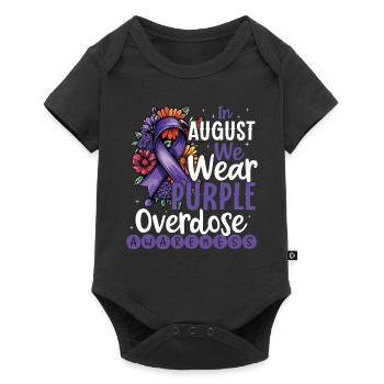 Purple in August Overdose Awareness Support - Baby Premium short-sleeve bodysuit - black - Front