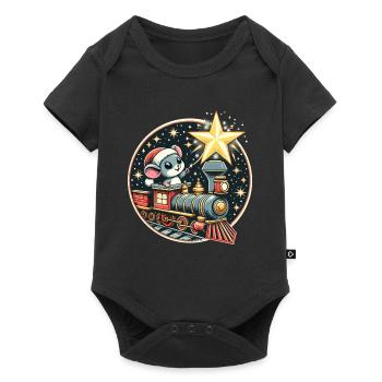 Modèle de Noël Train Souris Étoile Enfants Mignon - Body à manches courtes Premium Bébé - noir - Devant