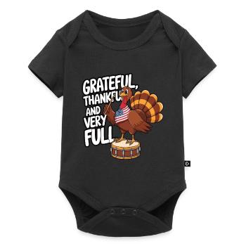 Dinde drôle de Thanksgiving - Body à manches courtes Premium Bébé - noir - Devant