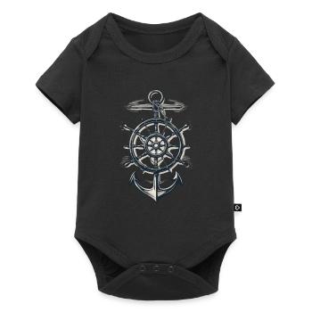 Maritime Compass Anchor Symbol - Baby Premium short-sleeve bodysuit - black - Front