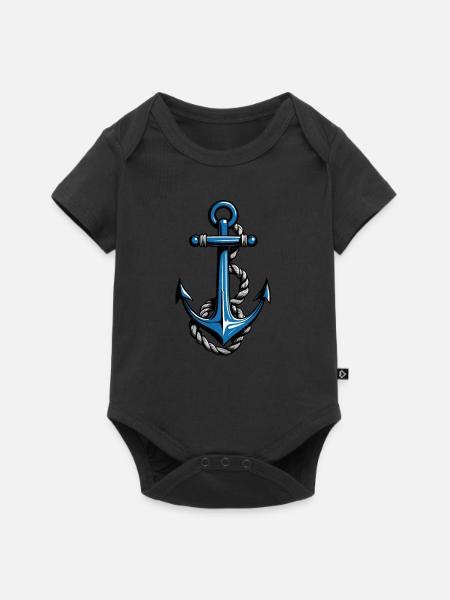 Ästhetisches Anker Design - Baby Premium Kurzarmbody - Schwarz